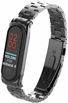 Voor Xiao mi band 4 3 wrist Strap Metal Fitness Armband Mi band 4 polsband smart Horloge Band Mi Band4 roestvrij Stalen Band B zwart