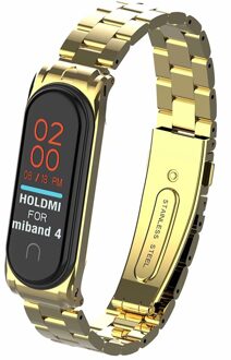 Voor Xiao mi band 4 3 wrist Strap Metal Fitness Armband Mi band 4 polsband smart Horloge Band Mi Band4 roestvrij Stalen Band D goud