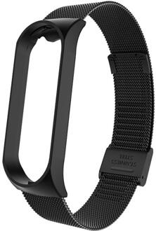 Voor Xiao Mi Mi Band 3 4 Metalen Band Polsband Rvs Gesp Vervanging Strap Smart Horloge Armband Accessorie Pearl zwart