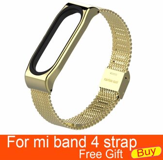 Voor Xiaomi Mi Band 4 Metalen Band Voor Mi Band 4 Schroefloze Rvs Armband Polsbandjes Vervangen Accessoires Voor Mi Band 4 goud