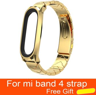 Voor Xiaomi Mi Band 4 Metalen Band Voor Mi Band 4 Schroefloze Rvs Armband Polsbandjes Vervangen Accessoires Voor Mi Band 4 VA gouden