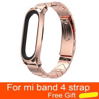Voor Xiaomi Mi Band 4 Metalen Band Voor Mi Band 4 Schroefloze Rvs Armband Polsbandjes Vervangen Accessoires Voor Mi Band 4 VA roos goud