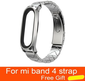 Voor Xiaomi Mi Band 4 Metalen Band Voor Mi Band 4 Schroefloze Rvs Armband Polsbandjes Vervangen Accessoires Voor Mi Band 4 VA zilver