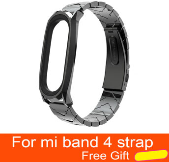 Voor Xiaomi Mi Band 4 Metalen Band Voor Mi Band 4 Schroefloze Rvs Armband Polsbandjes Vervangen Accessoires Voor Mi Band 4 VA zwart