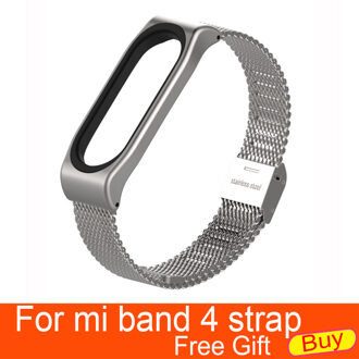 Voor Xiaomi Mi Band 4 Metalen Band Voor Mi Band 4 Schroefloze Rvs Armband Polsbandjes Vervangen Accessoires Voor Mi Band 4 zilver