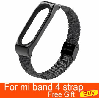 Voor Xiaomi Mi Band 4 Metalen Band Voor Mi Band 4 Schroefloze Rvs Armband Polsbandjes Vervangen Accessoires Voor Mi Band 4 zwart