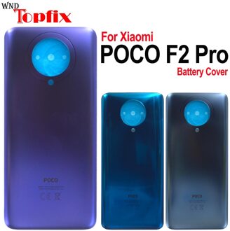 Voor Xiaomi Poco F2 Pro Batterij Cover Back Glass Rear Deur Behuizing Case Poco F2 Pro Terug Panel F2Pro Batterij cover Met Lijm blauw nee lens
