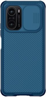 Voor Xiaomi Poco F3 Case Nillkin Camshield Slide Camera Case Ultra-Dunne Pc Frosted Shield Geweven Cover Voor Xiaomi poco F3 Case Camshield blauw