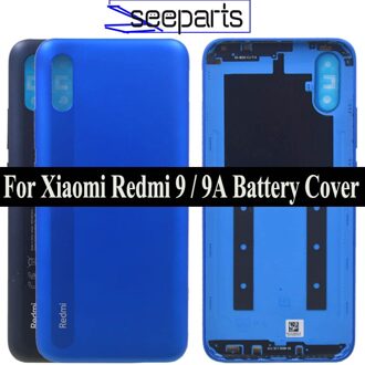 Voor Xiaomi Redmi 9 9a Batterij Cover Cover Panel Achterdeur Behuizing Case Voor Redmi 9 Back Battery Cover deur 9A Batterij Cover Redmi 9 blauw