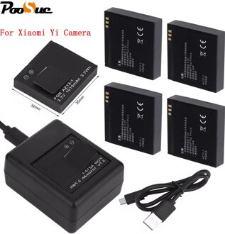 Voor xiaomi yi Camera 1010mAh AZ13-1 batterij 5PCS + USB 2 kanten Oplader Voor xiaoyi Actie camera xiaomi yi accessoires