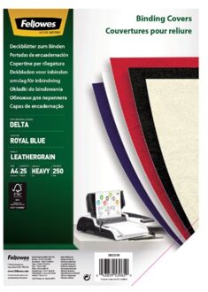 Voorblad Fellowes A4 lederlook royal blauw 25stuks