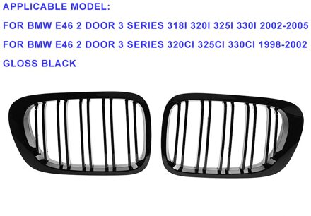 Voorbumper Nier Grill Grille Fit Voor Bmw E46 3 Serie 318i 320i 325i 330i 4-Deur 1998-2001 Auto Accessoires Vervanging P dubbele Slat