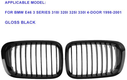 Voorbumper Nier Grill Grille Fit Voor Bmw E46 3 Serie 318i 320i 325i 330i 4-Deur 1998-2001 Auto Accessoires Vervanging P glans zwart