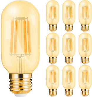 Voordeelpak 10x LED Lamp E27 Buis Filament - Brinton - Amber 4W 360lm - 822 Zeer Warm Wit 2200K - T45 | Vervangt 32W