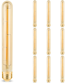 Voordeelpak 10x LED Lamp E27 Buis Filament - Brinton - Amber 6W 540lm - 822 Zeer Warm Wit 2200K - T30 - Dimbaar | Vervangt 45W