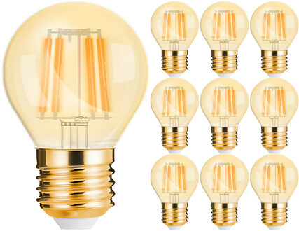 Voordeelpak 10x LED Lamp E27 Kogel Filament - Brinton - Amber 4W 360lm - 822 Zeer Warm Wit 2200K - G45 | Vervangt 32W