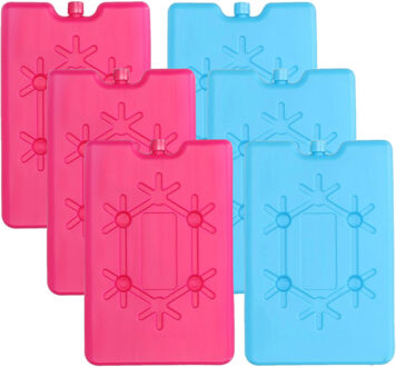 Voordeelset van 6x koelelementen blauw/roze 200 ML en 11 x 16 cm