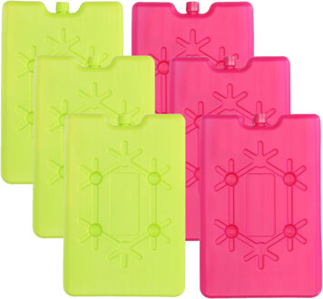 Voordeelset van 6x koelelementen groen/roze 200 ML en 11 x 16 cm - Koelelementen Multikleur