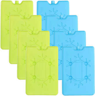 Voordeelset van 8x koelelementen - blauw/groen - van 200 ML - 11 x 16 cm