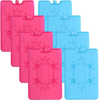 Voordeelset van 8x koelelementen blauw/roze 200 ML en 11 x 16 cm