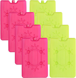 Voordeelset van 8x koelelementen groen/roze 200 ML en 11 x 16 cm
