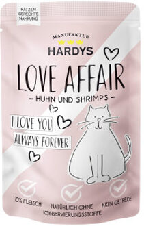 Voordeelverpakking 24x100g kip & garnalen Hardys LOVE AFFAIR natvoer voor katten