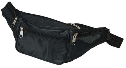 Voordelig heuptasje - buideltasje - zwart - 29 x 10 cm - polyester - volwassenen