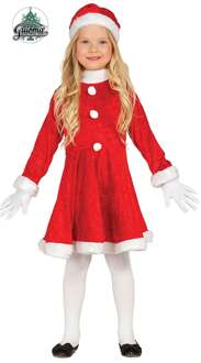 Voordelig Kerstjurkje verkleedkleding pak met Kerstmuts voor meisjes 3-4 jaar (92-104)