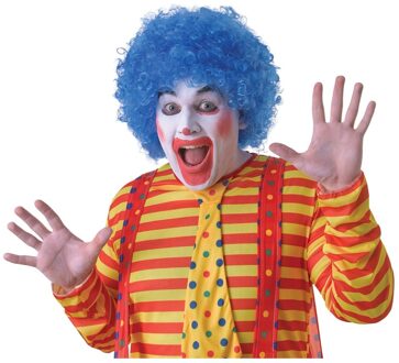 Voordelige blauwe clownspruik voor volwassenen