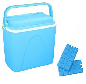 Voordelige blauwe koelbox 24 liter inclusief 6 koelelementen