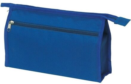 Voordelige blauwe reis toilettas/etui 2-vaks 28 cm - Toilettassen