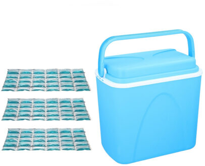 Voordelige Flexibele Blauwe Koelbox 24 Liter Met 3x Flexibele Koelelementen - Koelboxen