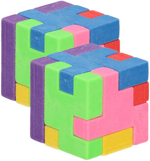 Voordelige kronkel breinbreker kubus puzzel - 10x stuks - van 3 x 3 cm - foam kunststof