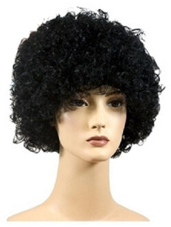 Voordelige krullen pruik zwart voor volwassenen - roetveeg pieten pruiken