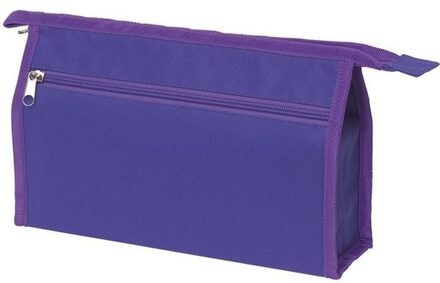 Voordelige paarse reis toilettas/etui 2-vaks 28 cm - Toilettassen