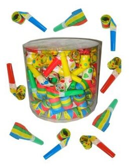 Voordelige roltongen toeters 200x stuks - Kinder verjaardag blaas toetertjes - Feestartikelen