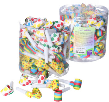Voordelige roltongen toeters - box 200x stuks - Kinder verjaardag blaas toetertjes - Feestartikelen