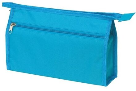 Voordelige turquoise reis toilettas/etui 2-vaks 28 cm - Toilettassen Blauw