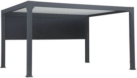 Voorgordijn - 5m - Accessoire Voor Pergola Universel - Zwart - Handmatige Bediening - Aluminium