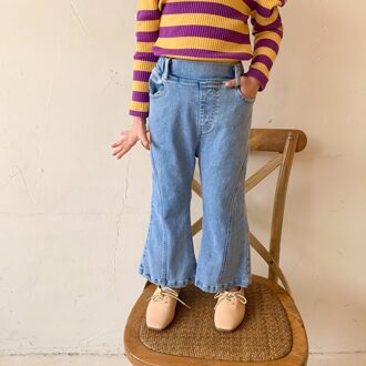 Voorjaar Casual Flared Denim Broek Kids Meisjes Korte Effen Kleur Losse Boot Cut Jeans 5