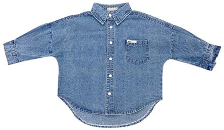 Voorjaar Mode Jongens Meisjes Koreaanse Stijl Losse Denim Shirts Peuter Kids Effen Kleur Lange Mouwen Tops Kleding 12m