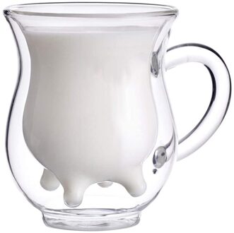 Voorkomen Brandwonden Cartoon Mooie Dubbele Glas Melk Koffie Cup Met Ronde Mond 400Ml Leuke Drinkware Dropshiping