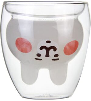 Voorkomen Brandwonden Cartoon Mooie Dubbele Glas Melk Koffie Cup Met Ronde Mond 400Ml Leuke Drinkware Dropshiping