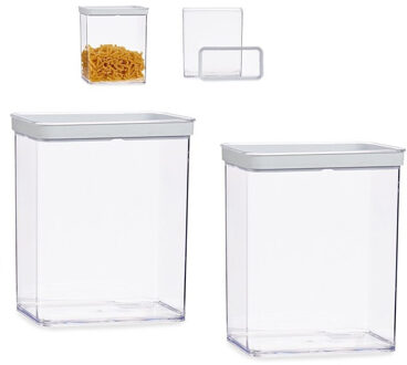 Voorraad bus - Set van 4x stuks - transparant - 3,3 liter - 21 x 10 x 23 cm - met deksel -voorraadbu