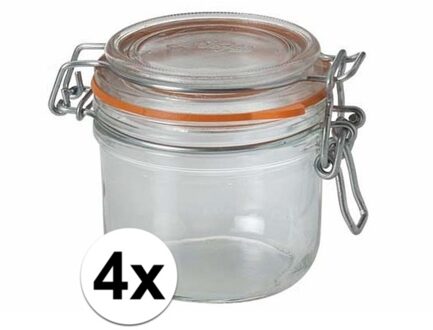 Voorraad/weckpot - 4x stuks - transparant - glas - 8,5 x 7 cm - 200 ml - Le Parfait
