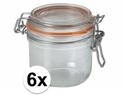 Voorraad/weckpot - 6x - transparant - glas - 8,5 x 7 cm - 200 ml - Le Parfait