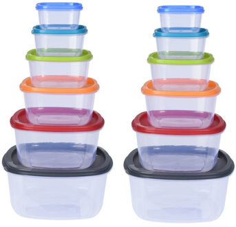 Voorraadbakjes - 12x st - verschillende formaten - luchtdichte deksels - Vershoudbakjes