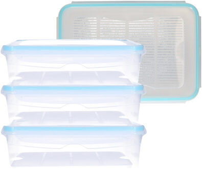 Voorraadbakjes - 4x - met deksel - 2.6 L - bewaarbakjes - mealprep