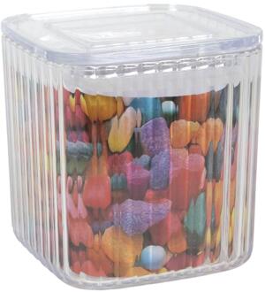 Voorraadbus lines 550ml 10x10x10,5cm transparant