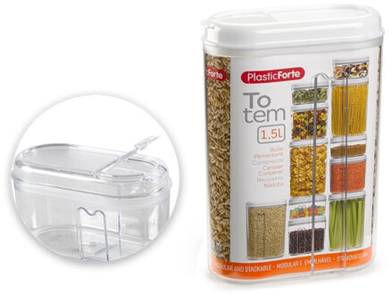 Voorraadbus met strooi deksel - 4x stuks - 1,5 liter - kunststof